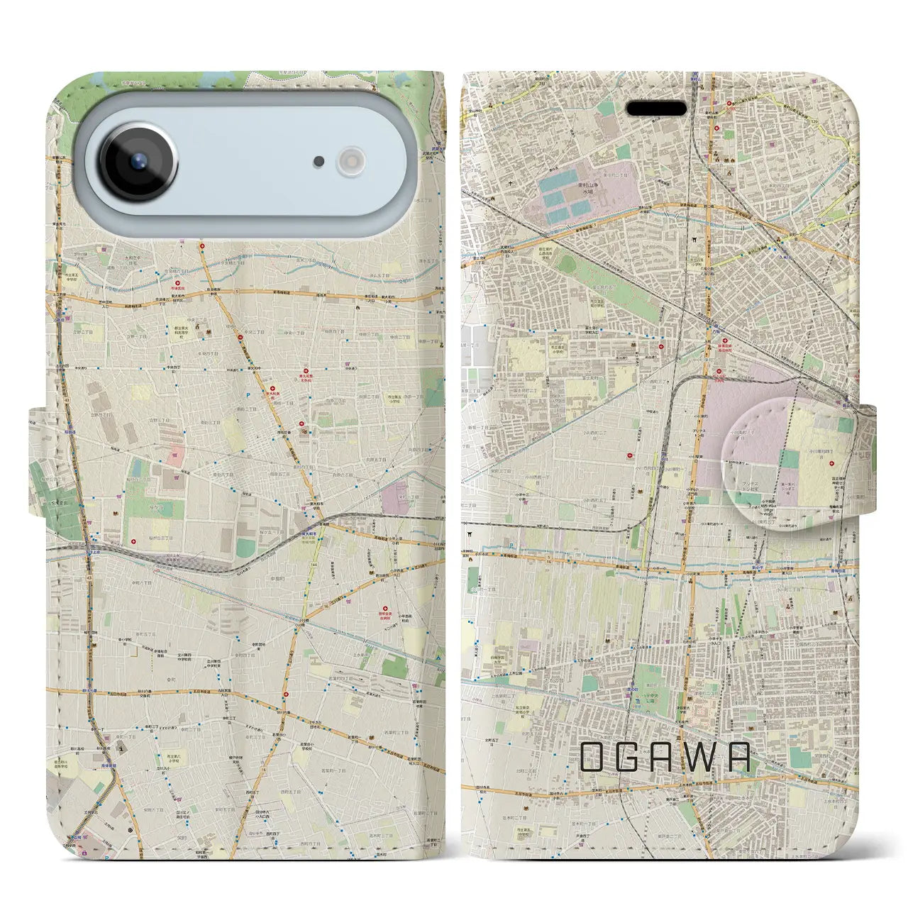 【小川(東京都)】地図柄iPhoneケース(手帳タイプ)