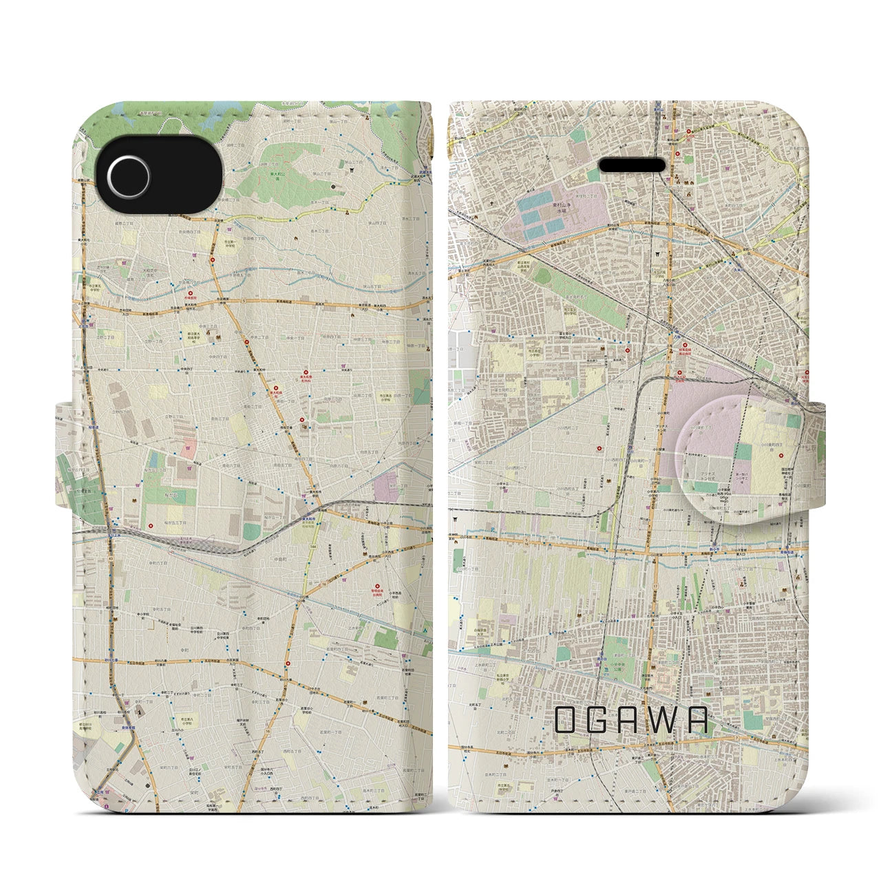 【小川(東京都)】地図柄iPhoneケース(手帳タイプ)