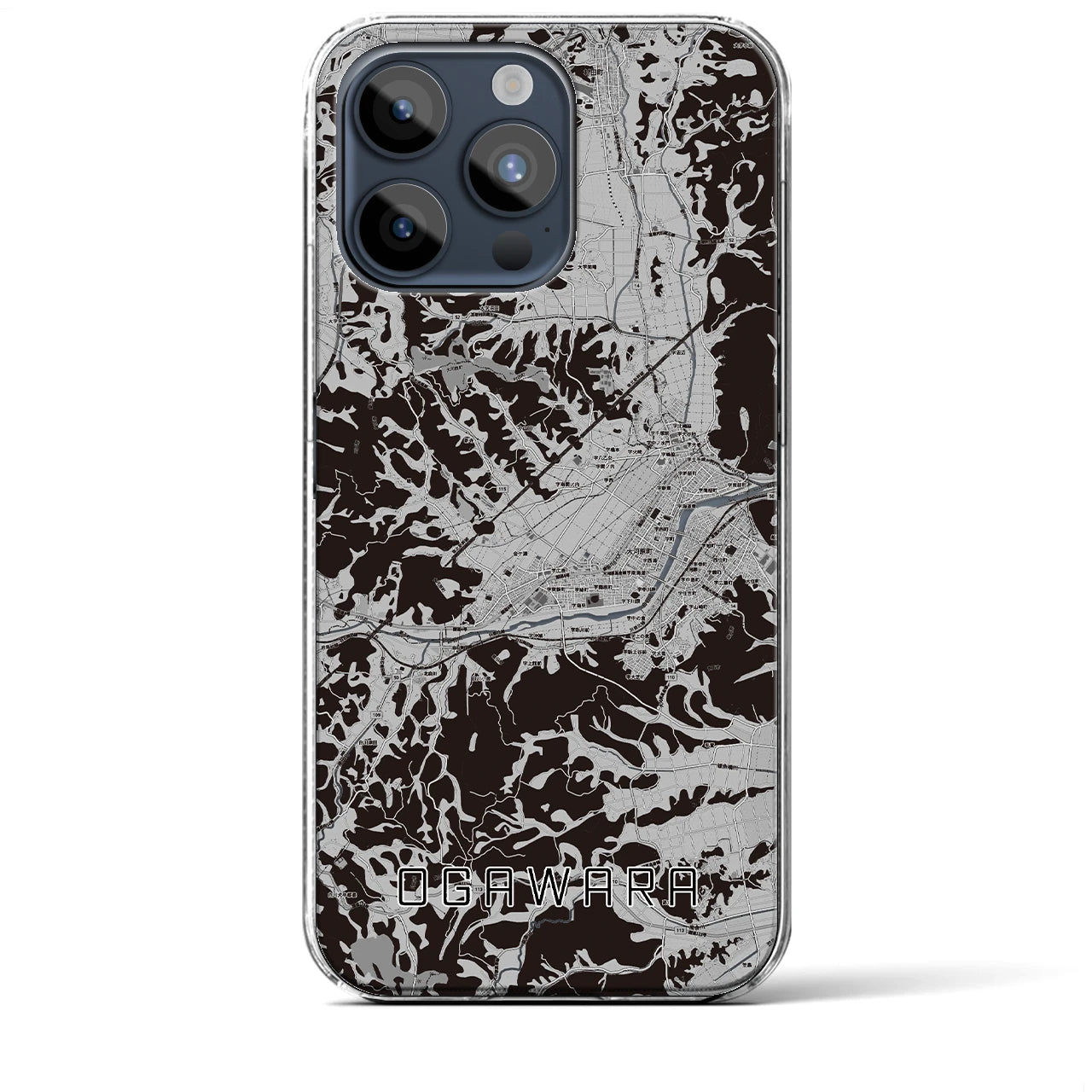 【大河原(宮城県)】地図柄iPhoneケース(クリアタイプ)モノトーン・iPhone 15 Pro Max 用