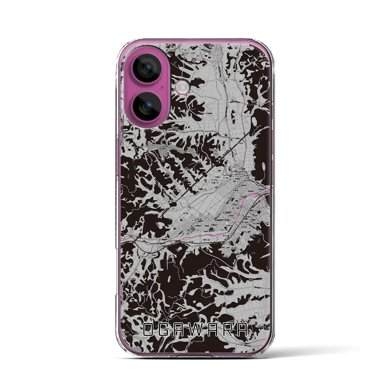 【大河原(宮城県)】地図柄iPhoneケース(クリアタイプ)モノトーン・iPhone 16 Pro 用