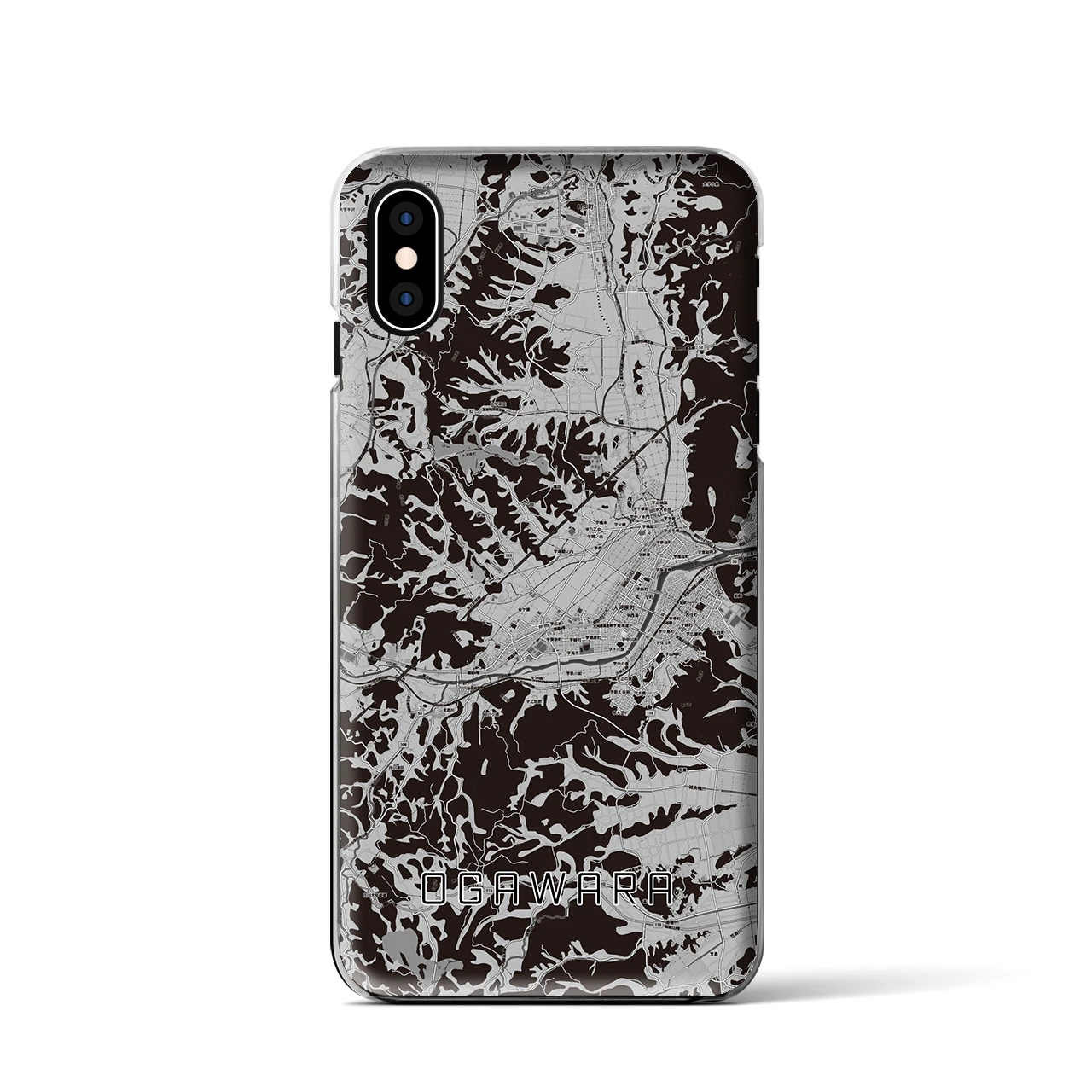 【大河原(宮城県)】地図柄iPhoneケース(クリアタイプ)モノトーン・iPhone XS / X 用