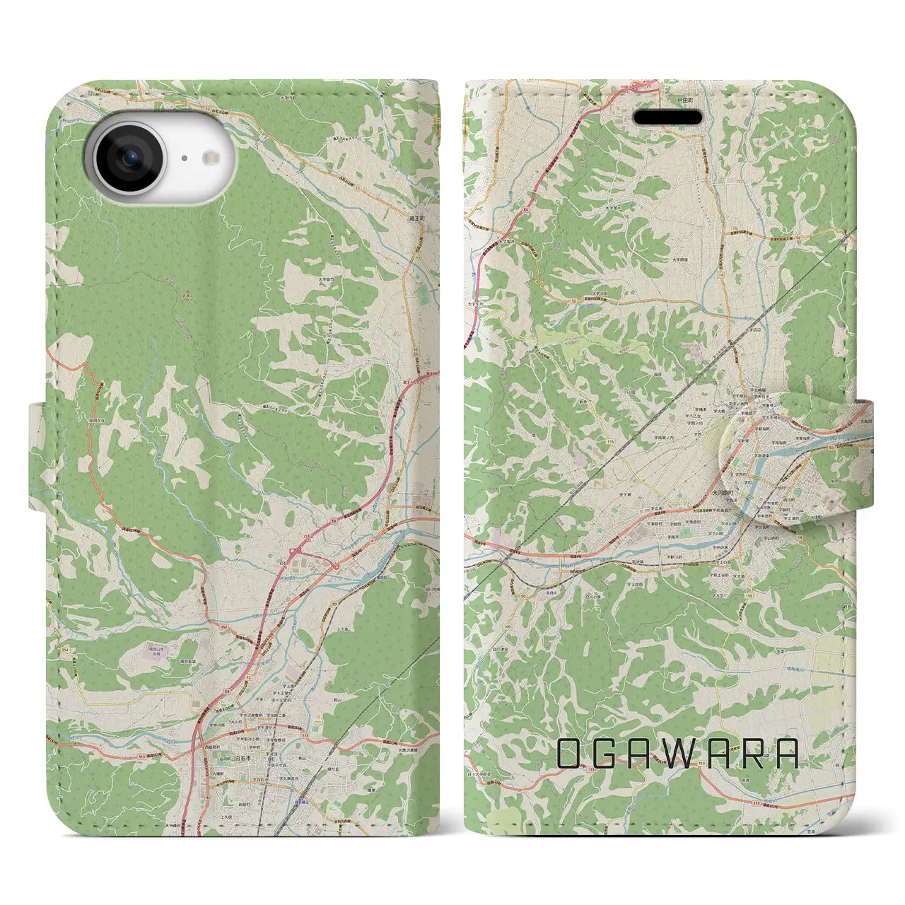 【大河原(宮城県)】地図柄iPhoneケース(手帳タイプ)