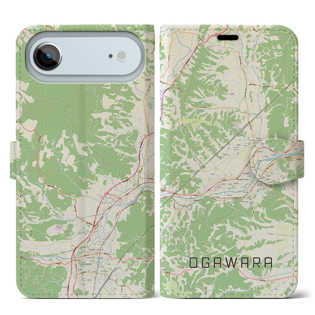 【大河原(宮城県)】地図柄iPhoneケース(手帳タイプ)ナチュラル・iPhone 17 Pro Max 用