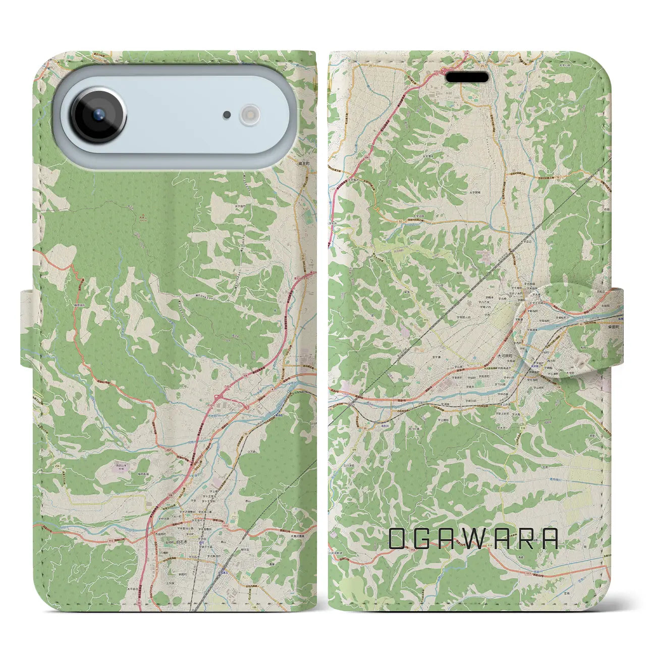 【大河原(宮城県)】地図柄iPhoneケース(手帳タイプ)ナチュラル・iPhone 17 Pro Max 用