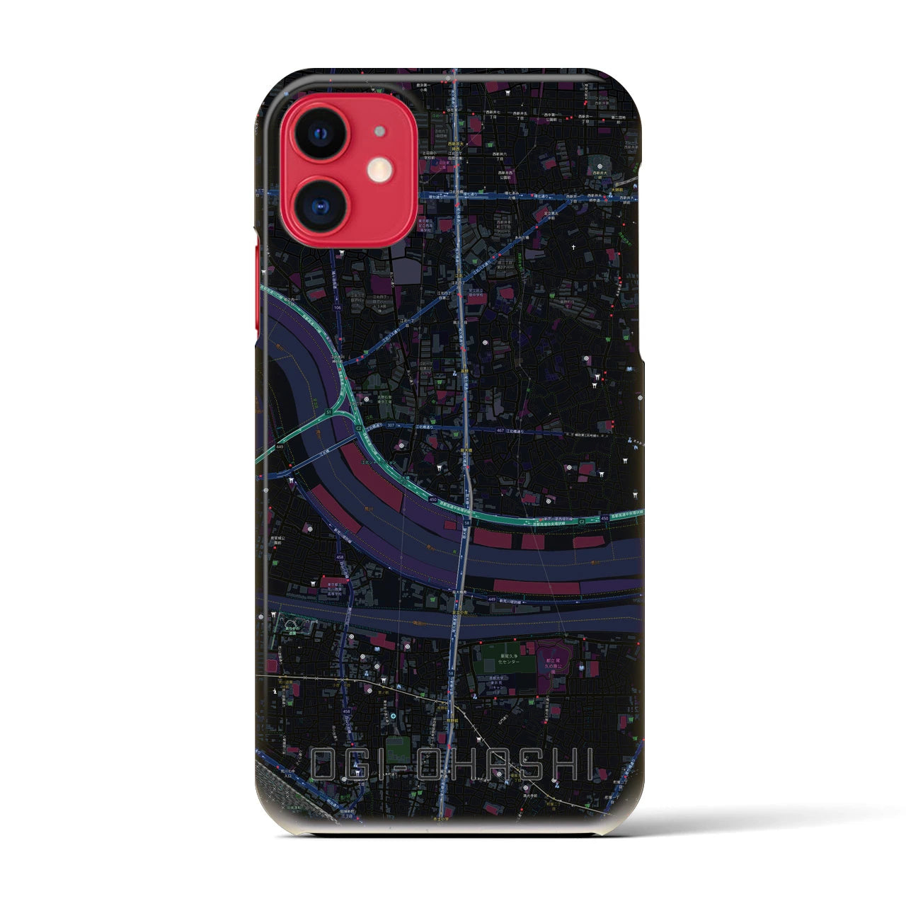 【扇大橋(東京都)】地図柄iPhoneケース(バックカバータイプ)