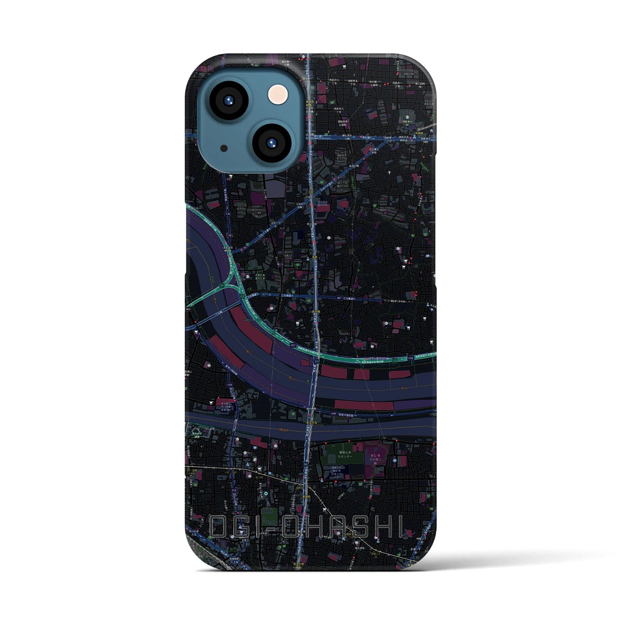【扇大橋(東京都)】地図柄iPhoneケース(バックカバータイプ)