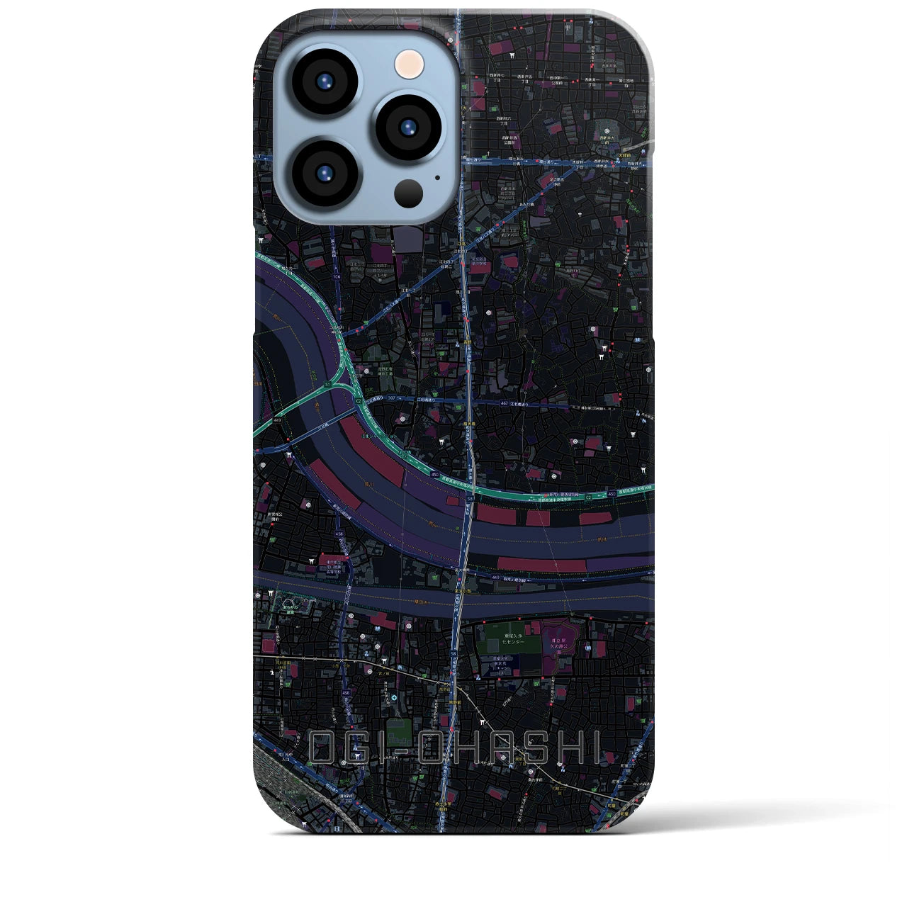 【扇大橋(東京都)】地図柄iPhoneケース(バックカバータイプ)