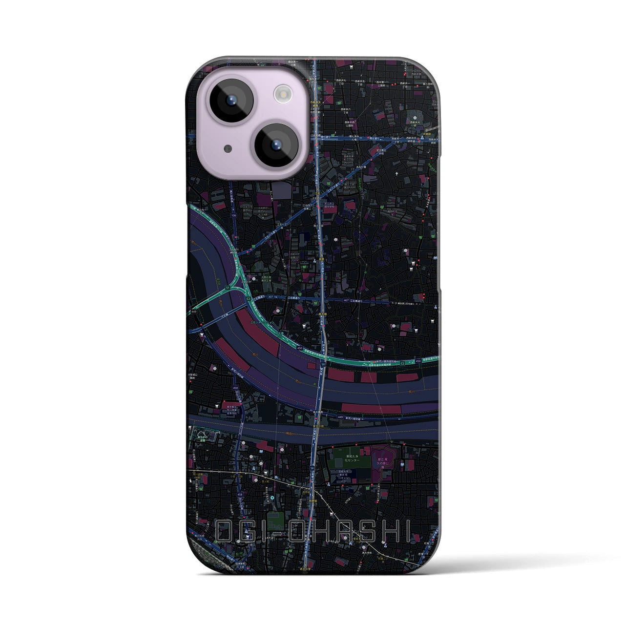 【扇大橋(東京都)】地図柄iPhoneケース(バックカバータイプ)