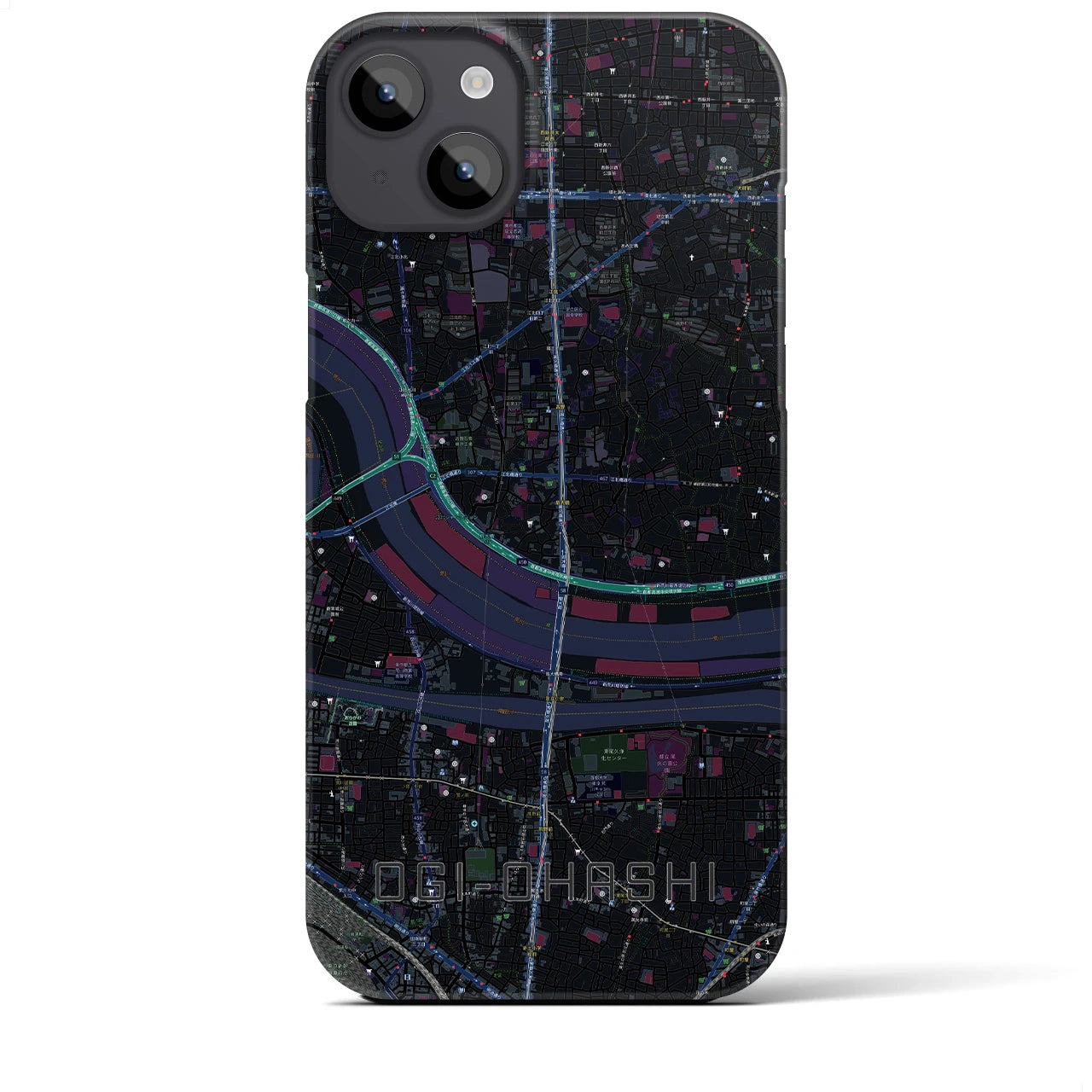 【扇大橋(東京都)】地図柄iPhoneケース(バックカバータイプ)