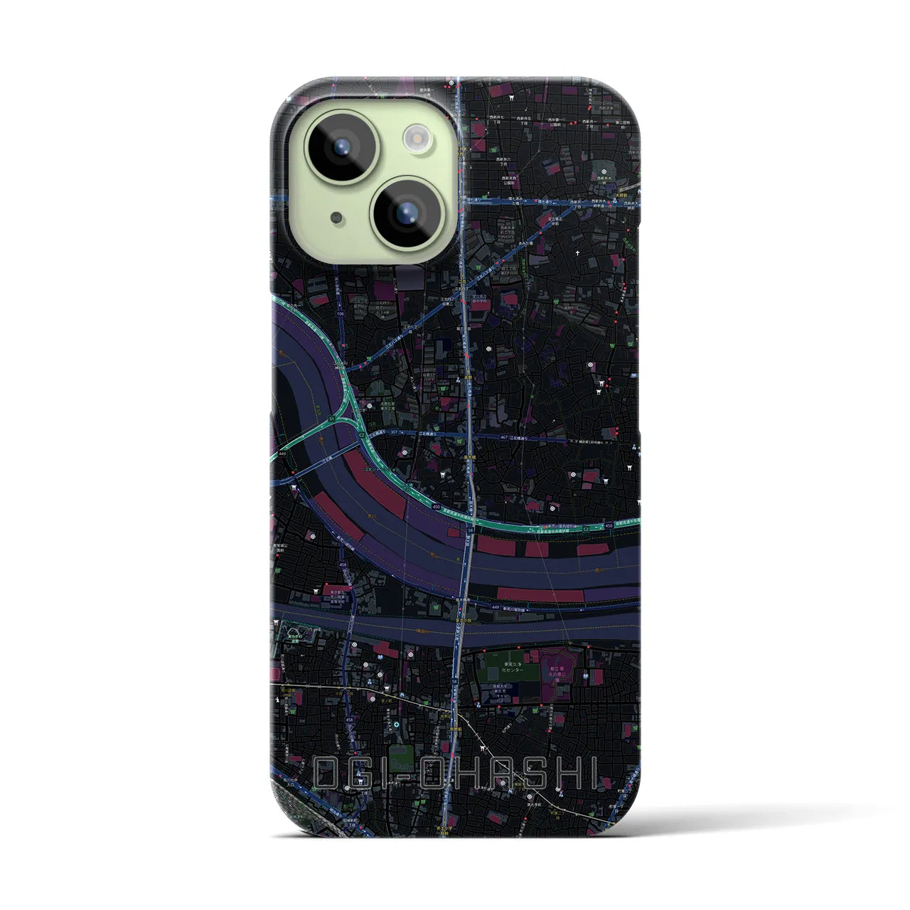【扇大橋(東京都)】地図柄iPhoneケース(バックカバータイプ)