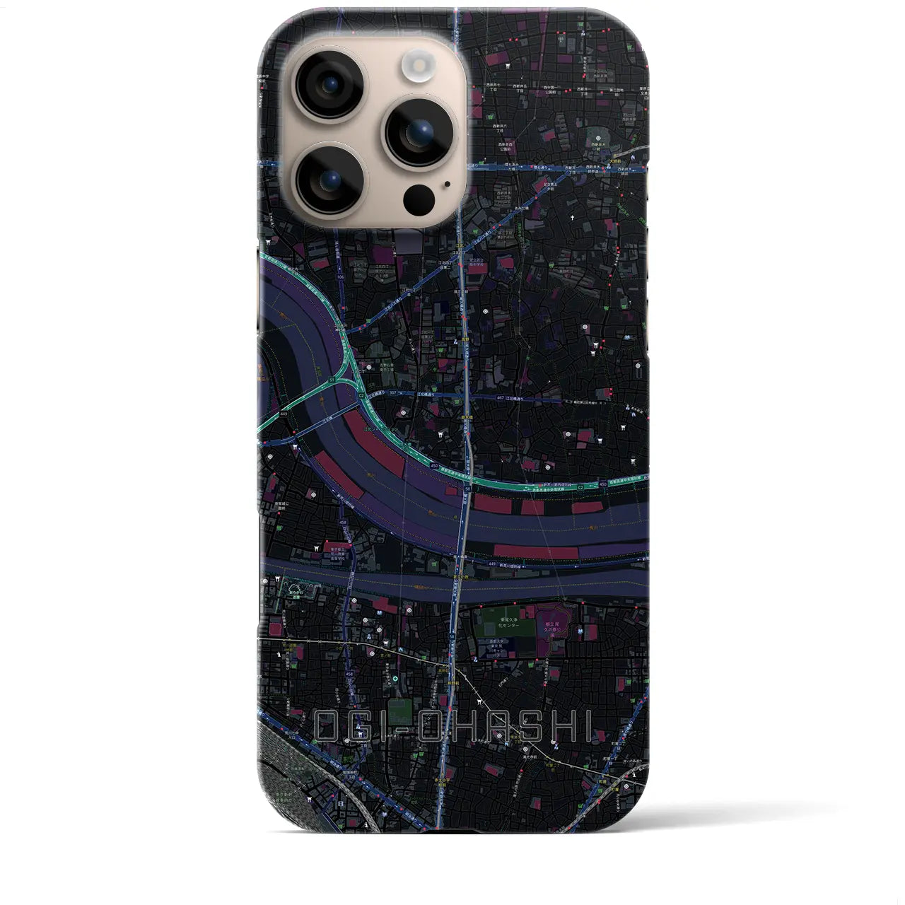 【扇大橋(東京都)】地図柄iPhoneケース(バックカバータイプ)