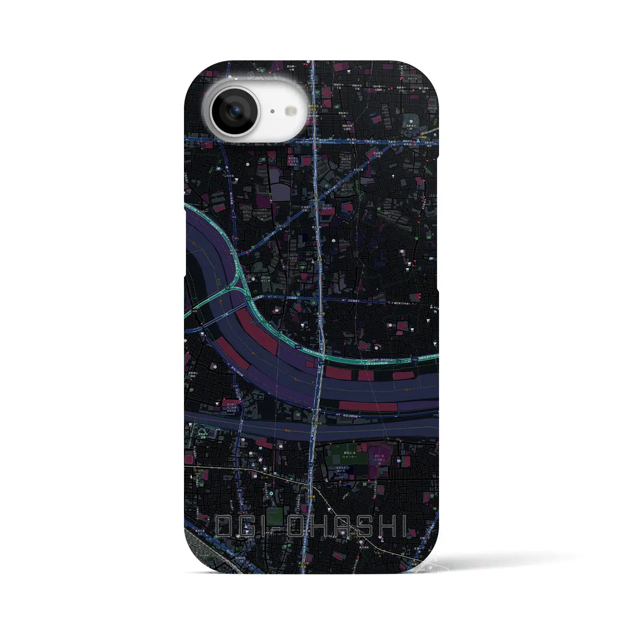 【扇大橋(東京都)】地図柄iPhoneケース(バックカバータイプ)