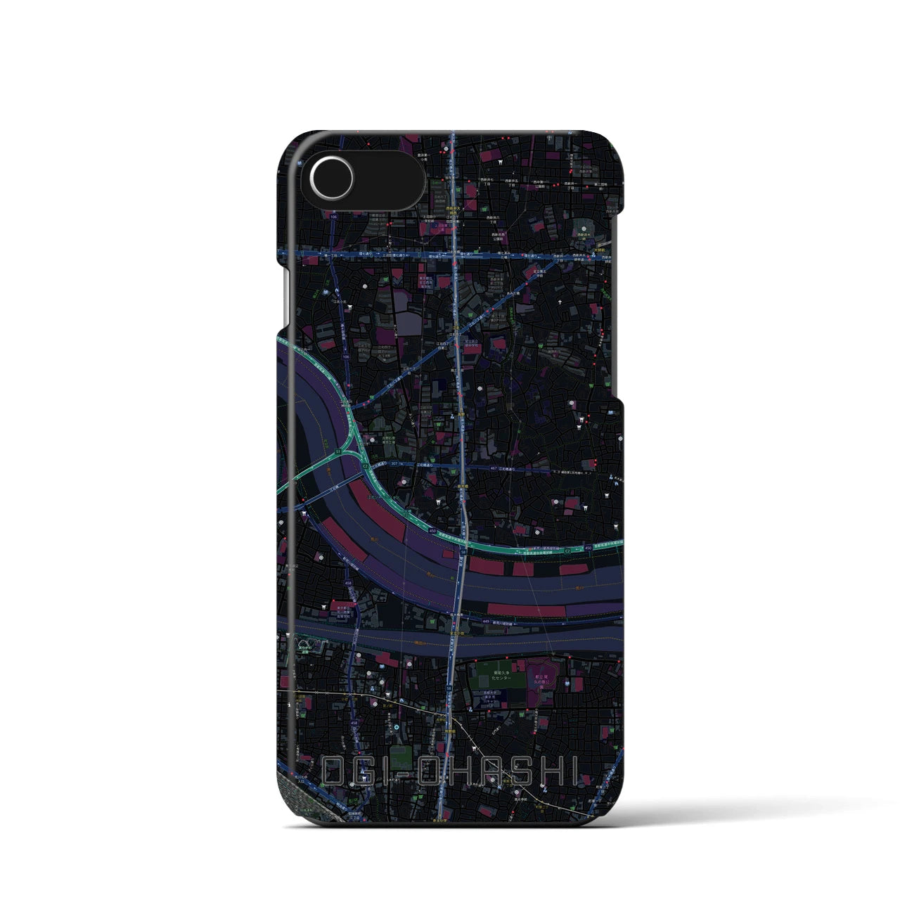 【扇大橋(東京都)】地図柄iPhoneケース(バックカバータイプ)