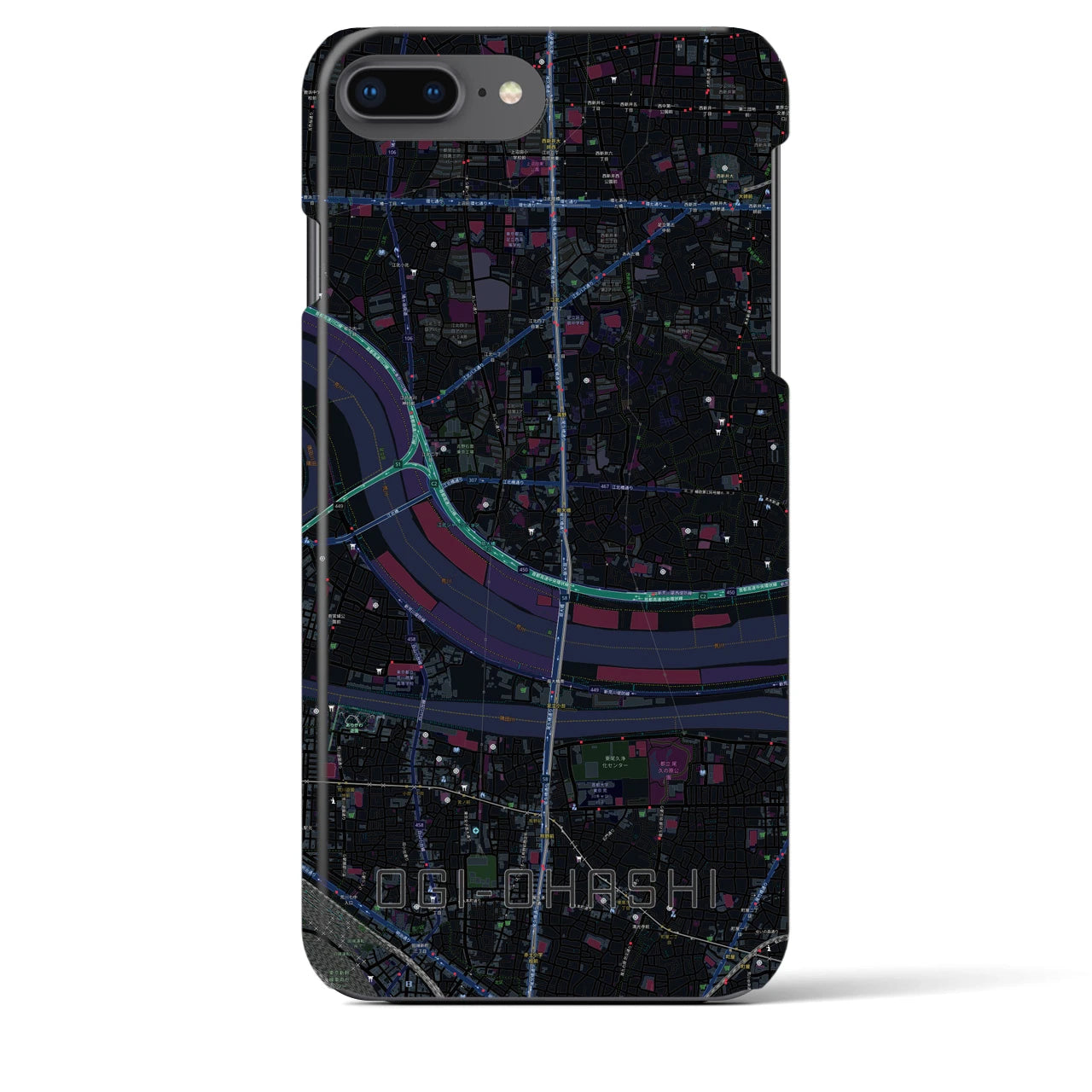 【扇大橋(東京都)】地図柄iPhoneケース(バックカバータイプ)