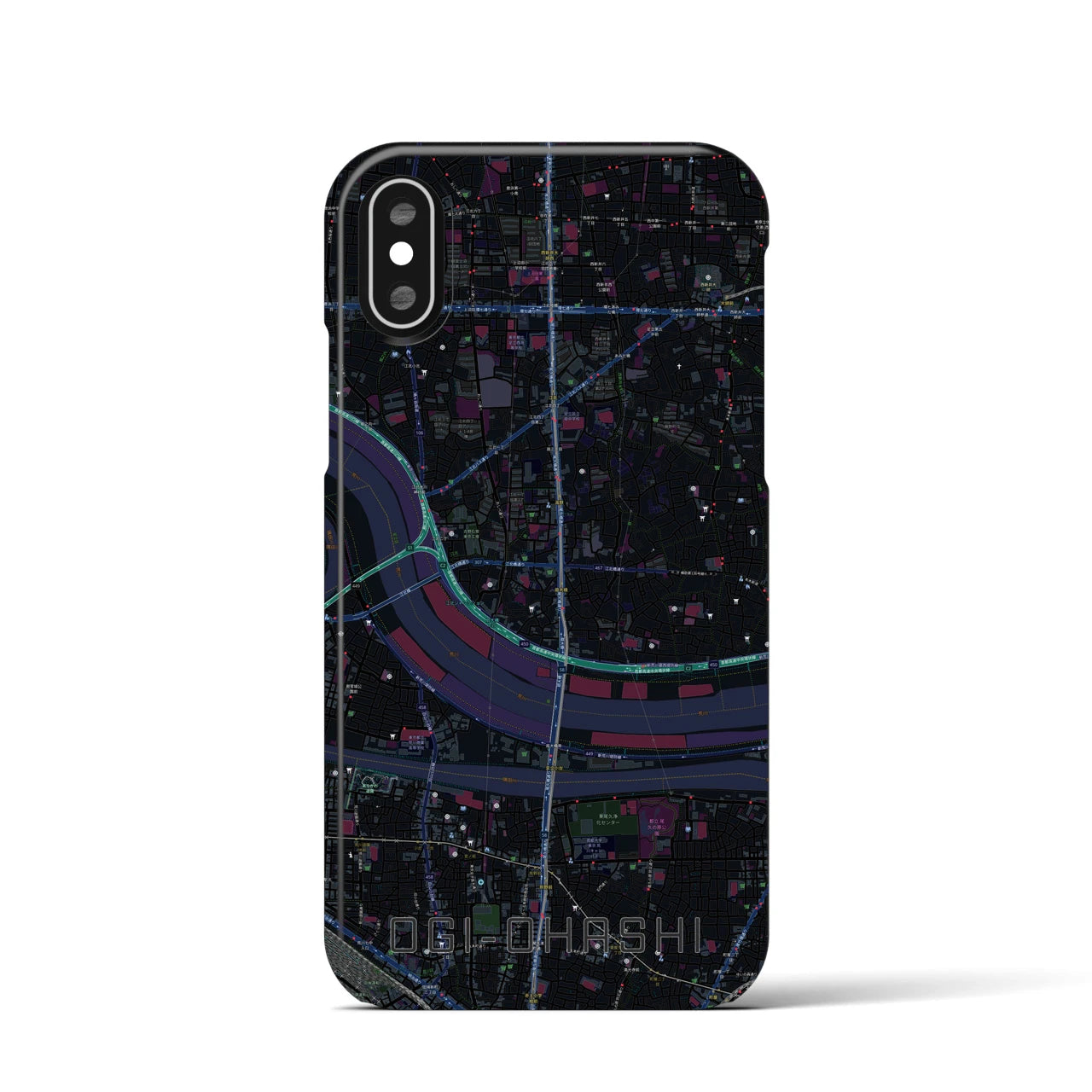 【扇大橋(東京都)】地図柄iPhoneケース(バックカバータイプ)