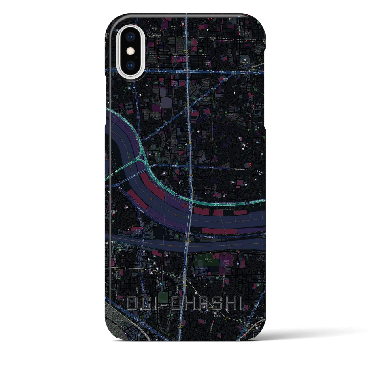 【扇大橋(東京都)】地図柄iPhoneケース(バックカバータイプ)