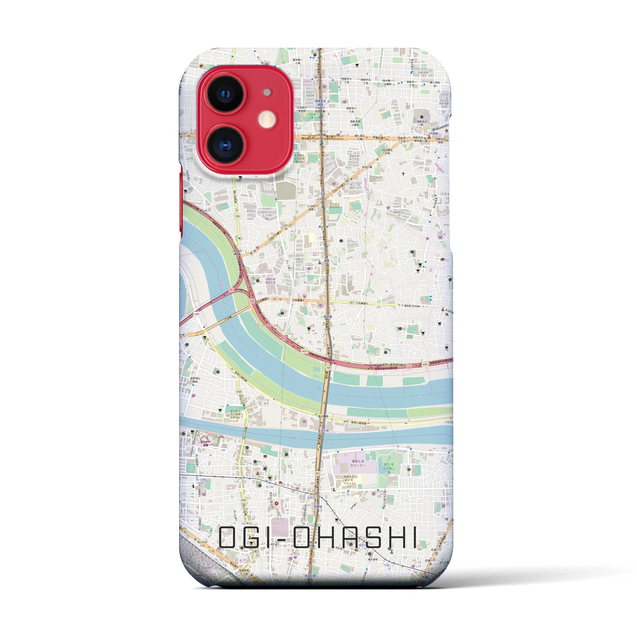 【扇大橋(東京都)】地図柄iPhoneケース(バックカバータイプ)