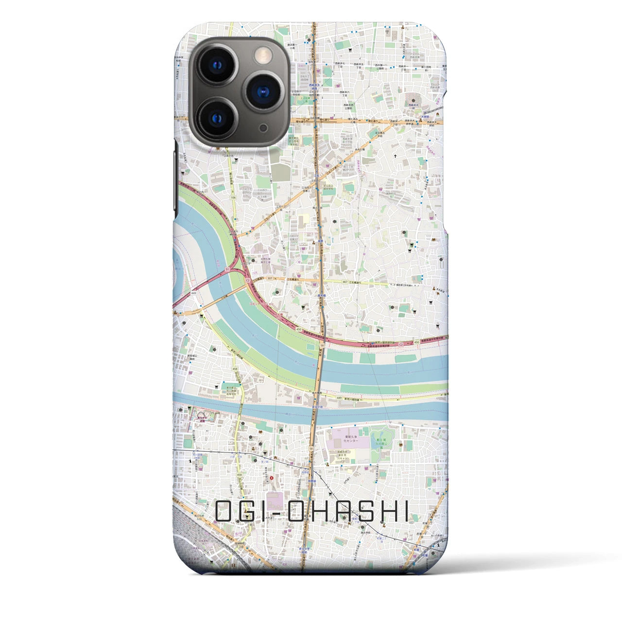 【扇大橋(東京都)】地図柄iPhoneケース(バックカバータイプ)
