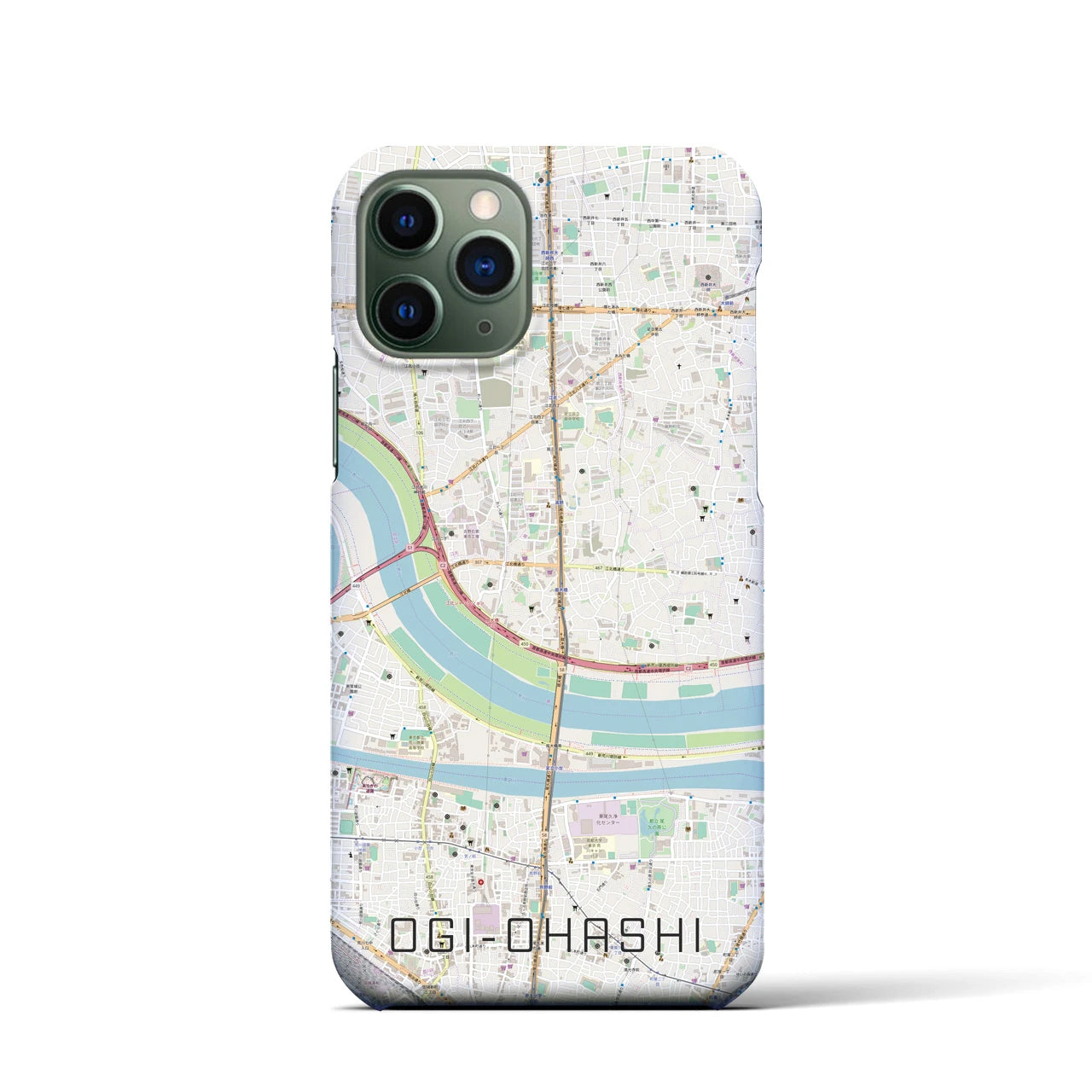 【扇大橋(東京都)】地図柄iPhoneケース(バックカバータイプ)