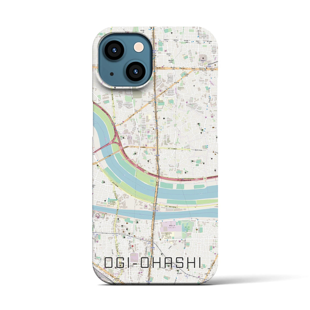 【扇大橋(東京都)】地図柄iPhoneケース(バックカバータイプ)