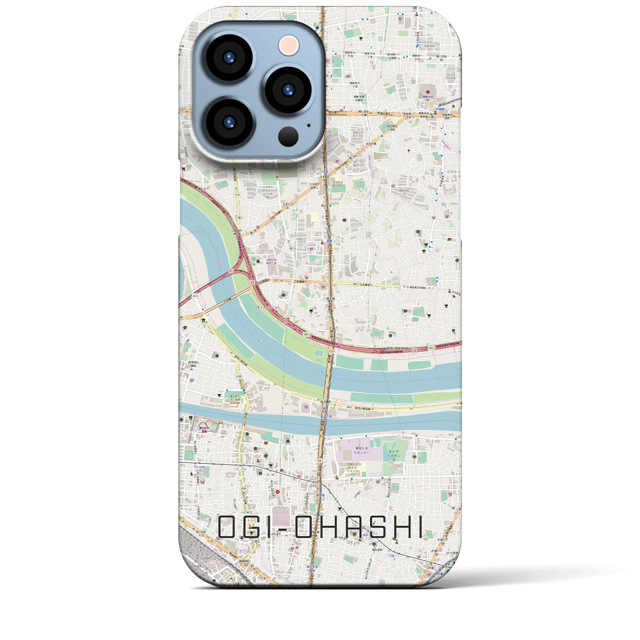 【扇大橋(東京都)】地図柄iPhoneケース(バックカバータイプ)