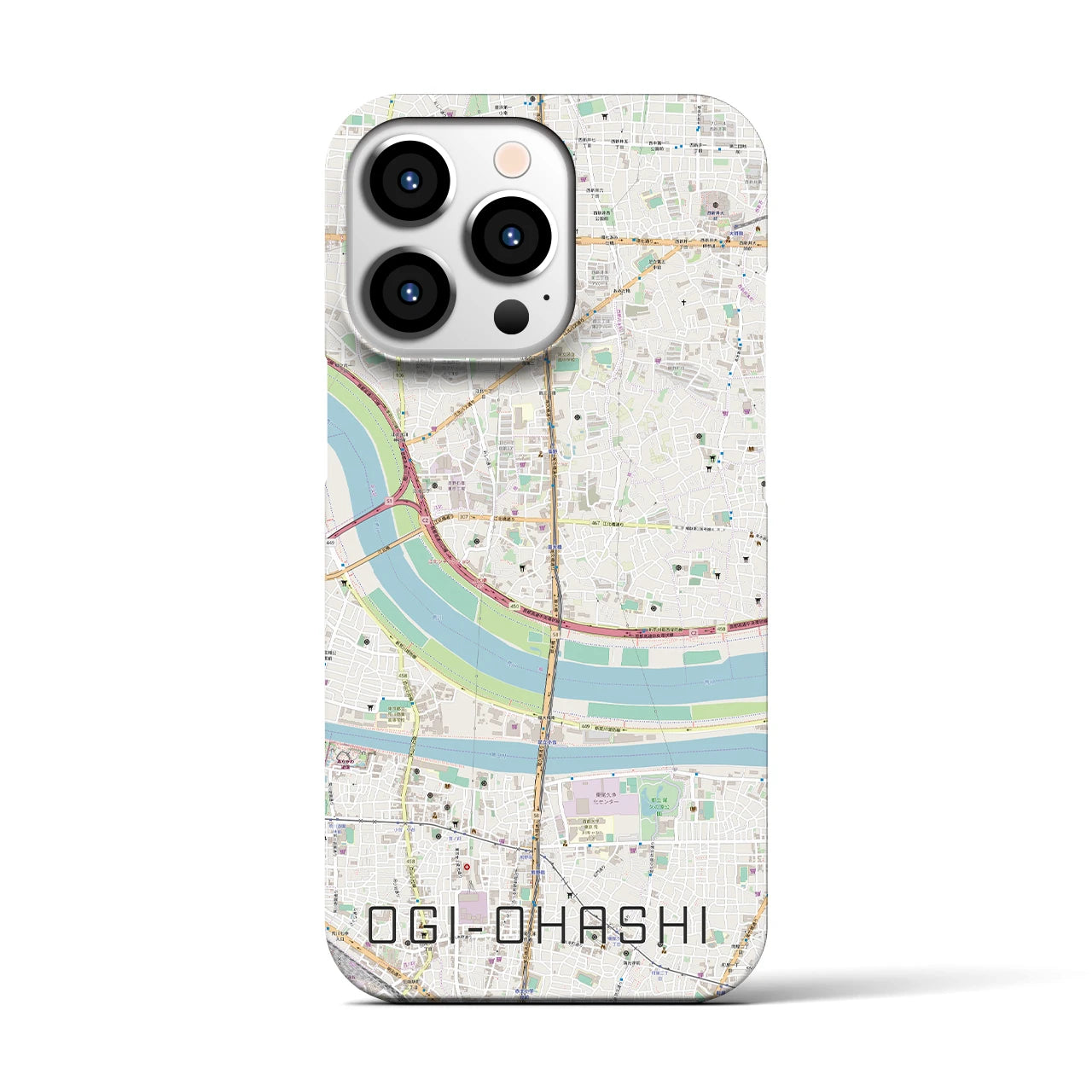 【扇大橋(東京都)】地図柄iPhoneケース(バックカバータイプ)
