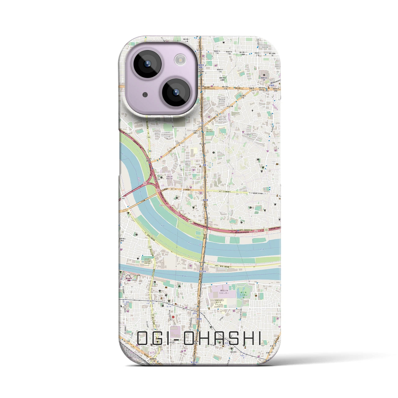 【扇大橋(東京都)】地図柄iPhoneケース(バックカバータイプ)