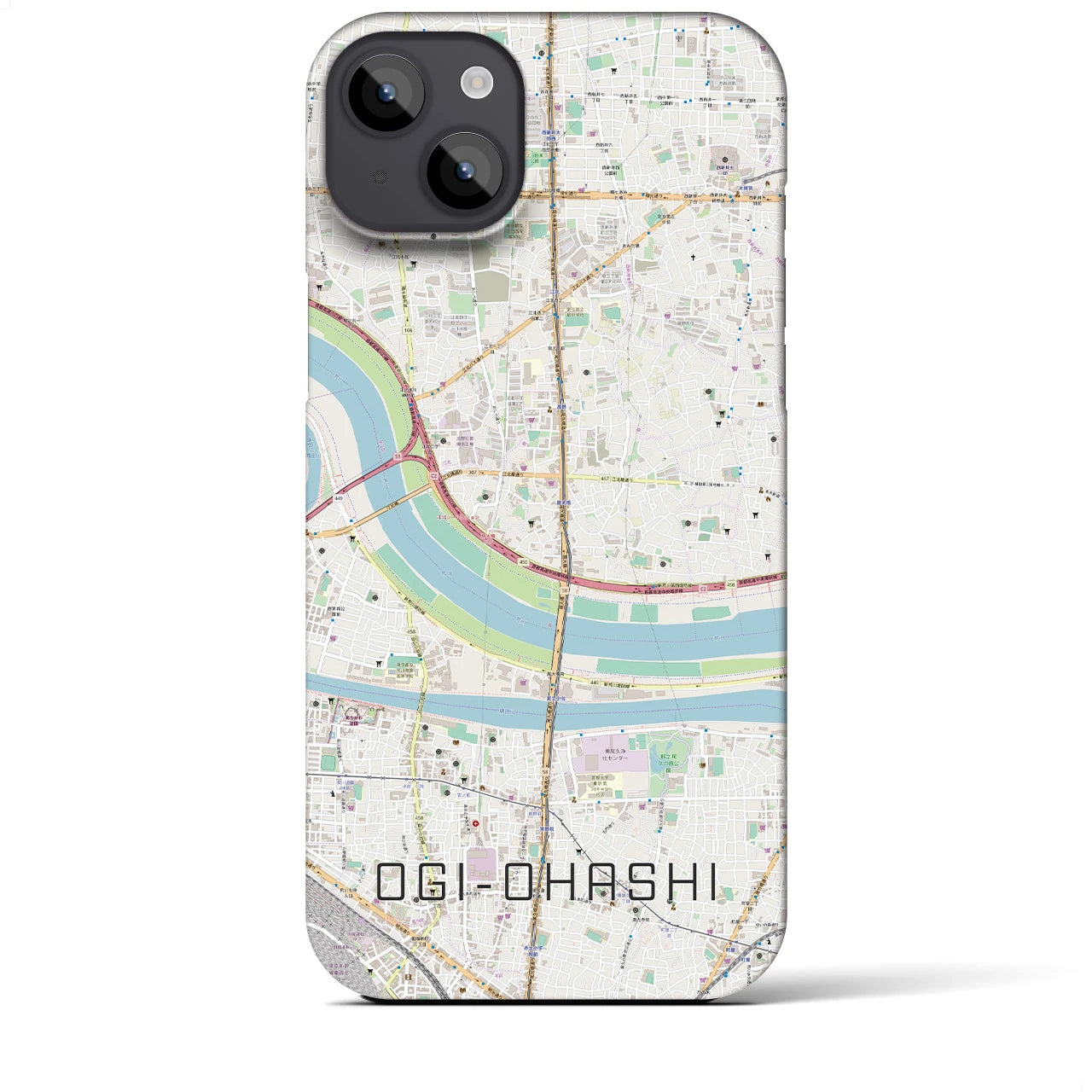 【扇大橋(東京都)】地図柄iPhoneケース(バックカバータイプ)