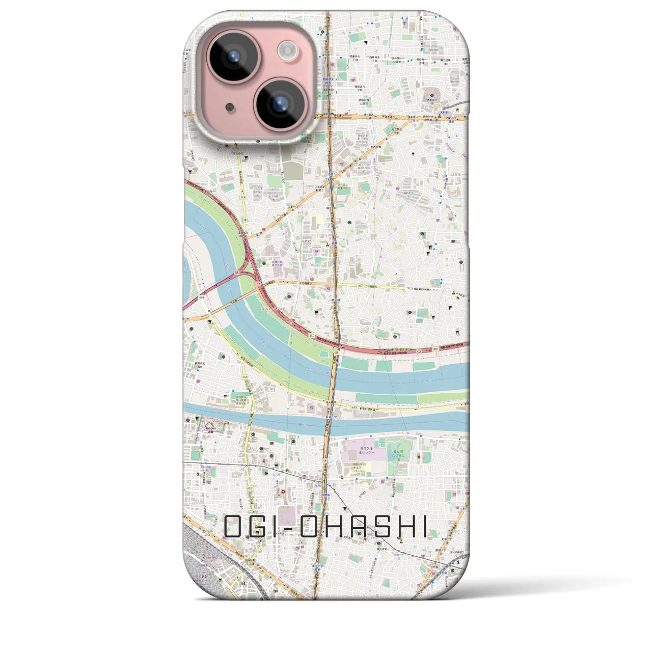 【扇大橋(東京都)】地図柄iPhoneケース(バックカバータイプ)
