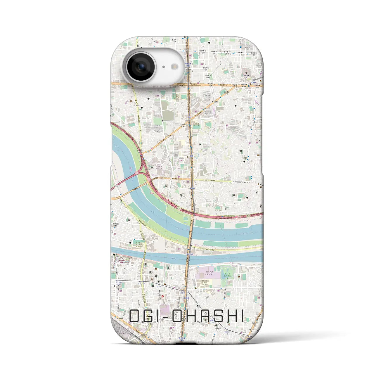 【扇大橋(東京都)】地図柄iPhoneケース(バックカバータイプ)