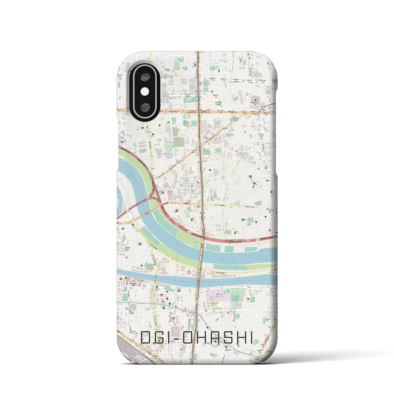 【扇大橋(東京都)】地図柄iPhoneケース(バックカバータイプ)