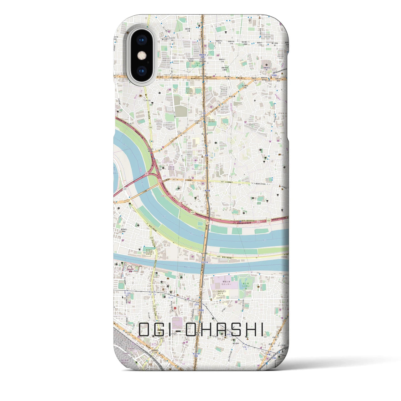 【扇大橋(東京都)】地図柄iPhoneケース(バックカバータイプ)