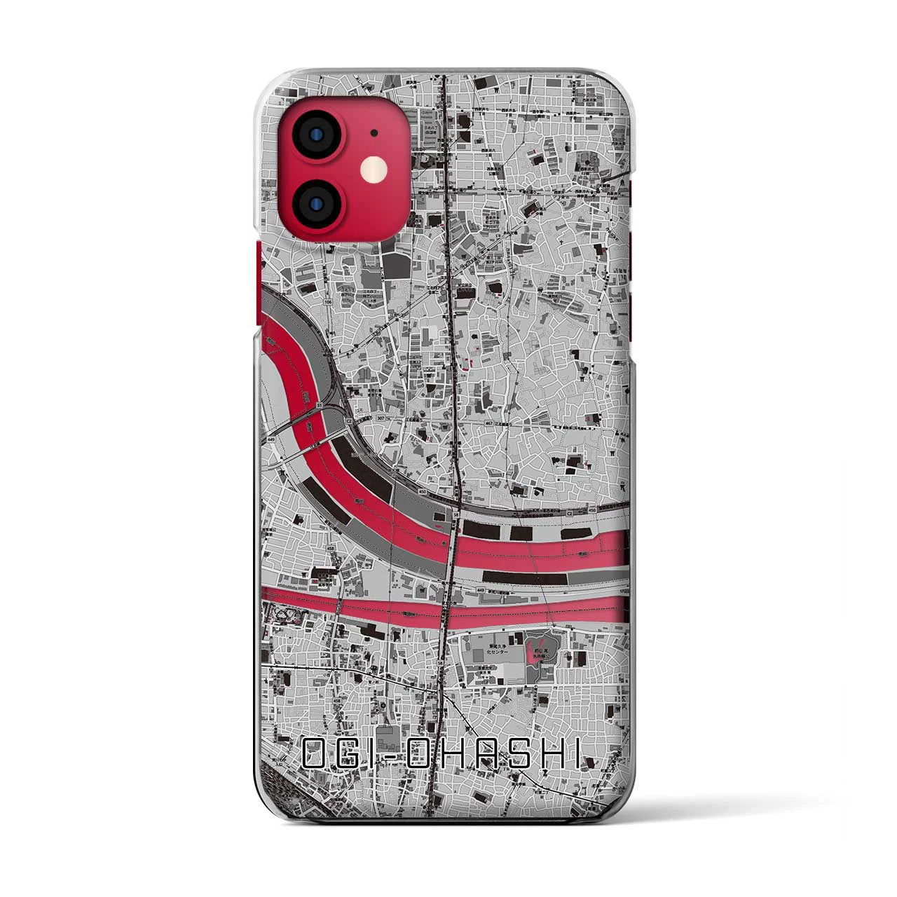 【扇大橋(東京都)】地図柄iPhoneケース(クリアタイプ)