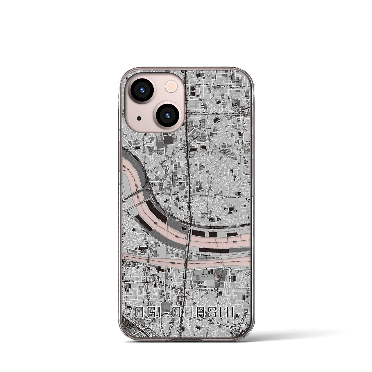 【扇大橋(東京都)】地図柄iPhoneケース(クリアタイプ)