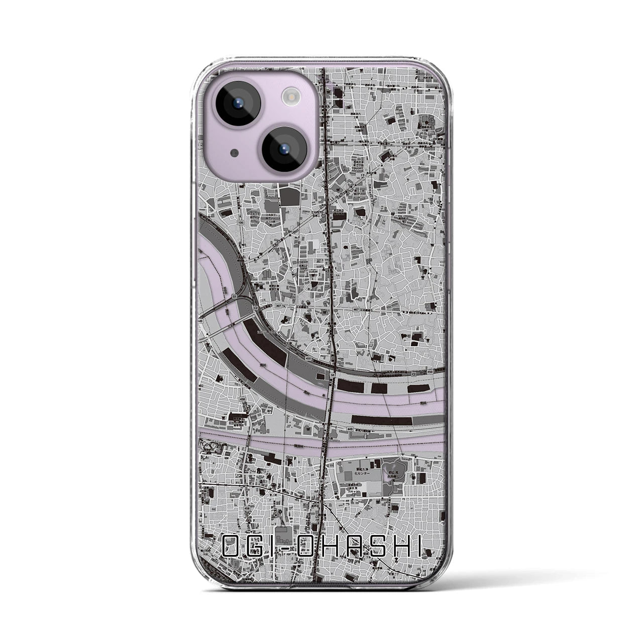 【扇大橋(東京都)】地図柄iPhoneケース(クリアタイプ)