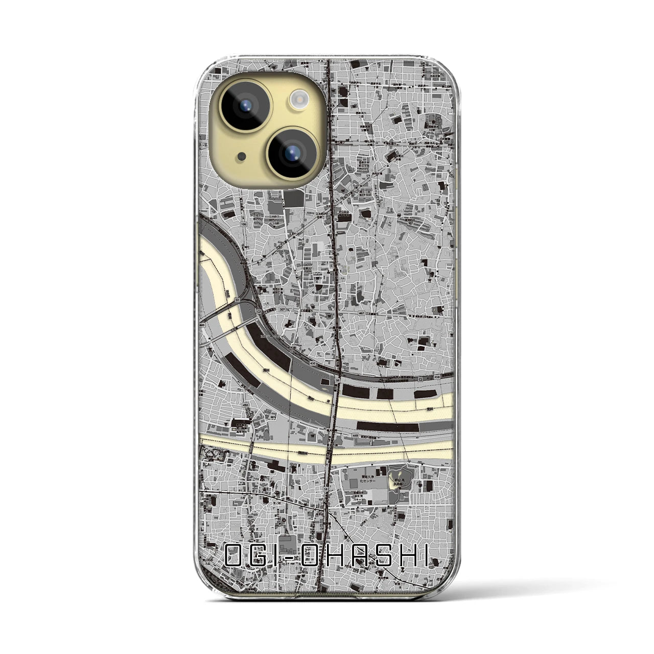 【扇大橋(東京都)】地図柄iPhoneケース(クリアタイプ)