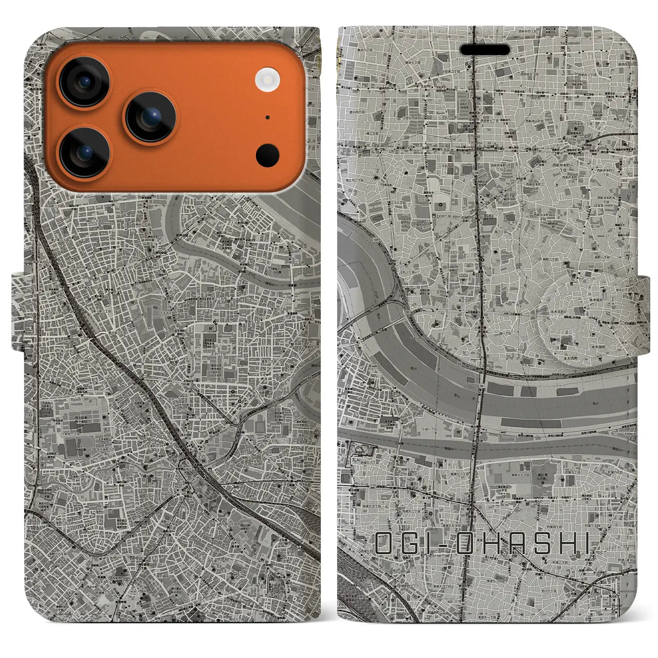 【扇大橋(東京都)】地図柄iPhoneケース(手帳タイプ)