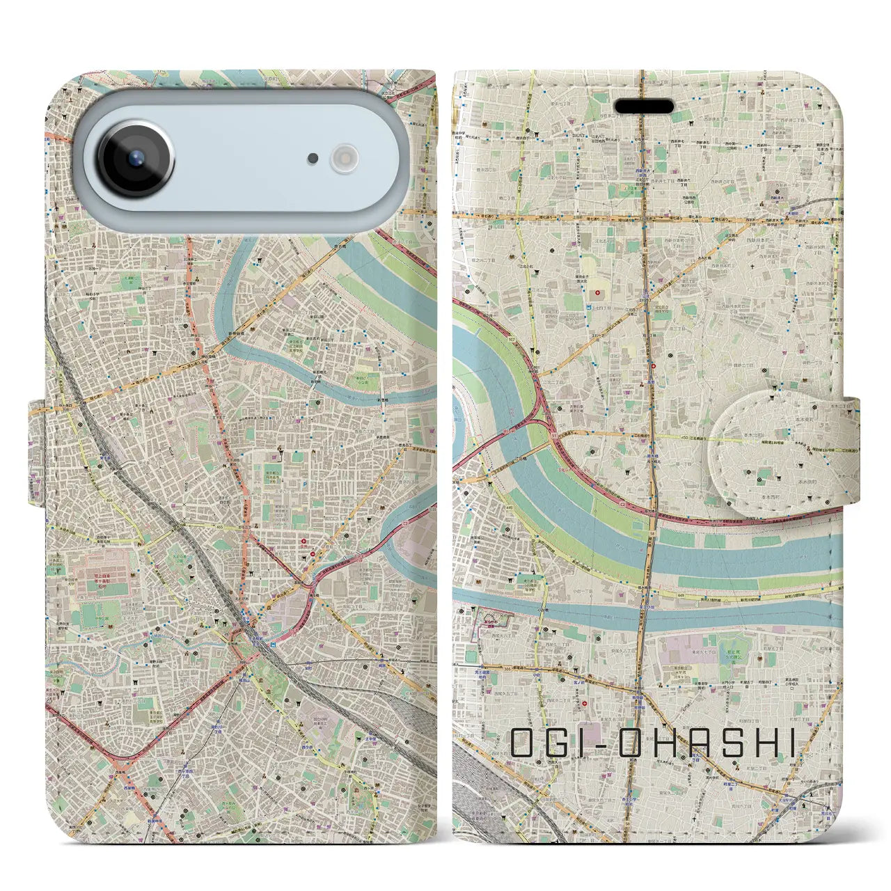 【扇大橋(東京都)】地図柄iPhoneケース(手帳タイプ)