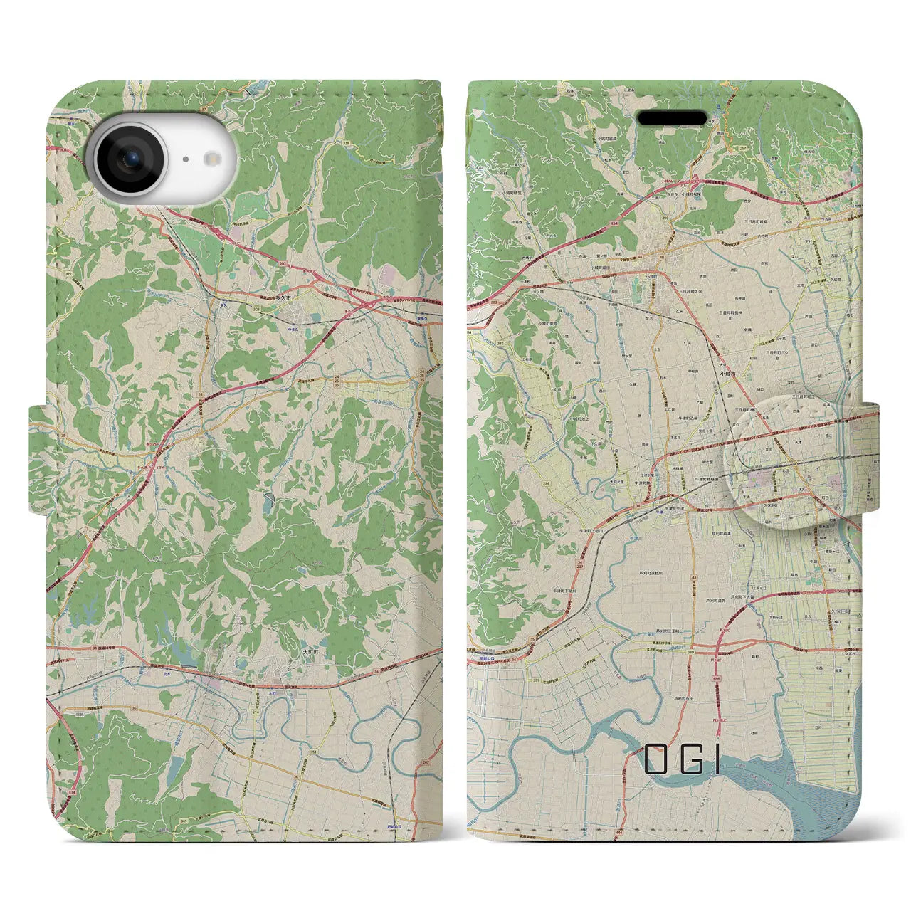 【小城(佐賀県)】地図柄iPhoneケース(手帳タイプ)