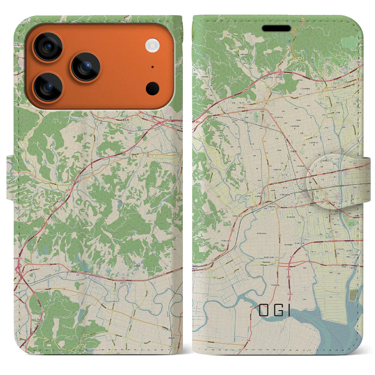 【小城(佐賀県)】地図柄iPhoneケース(手帳タイプ)