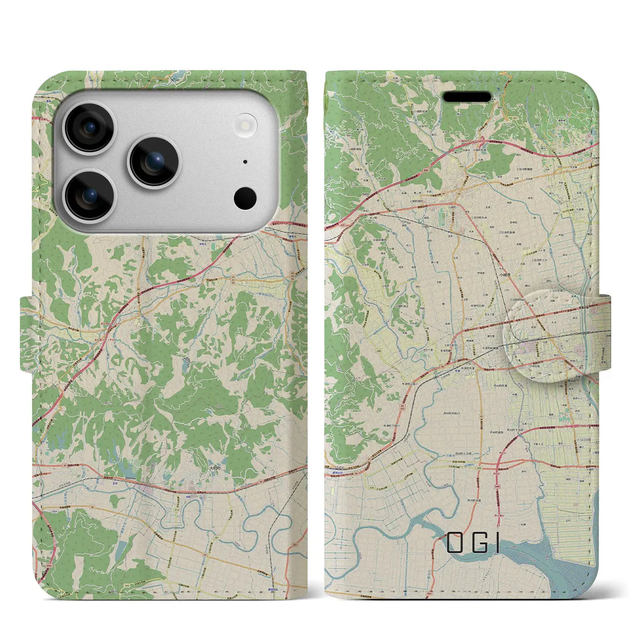 【小城(佐賀県)】地図柄iPhoneケース(手帳タイプ)