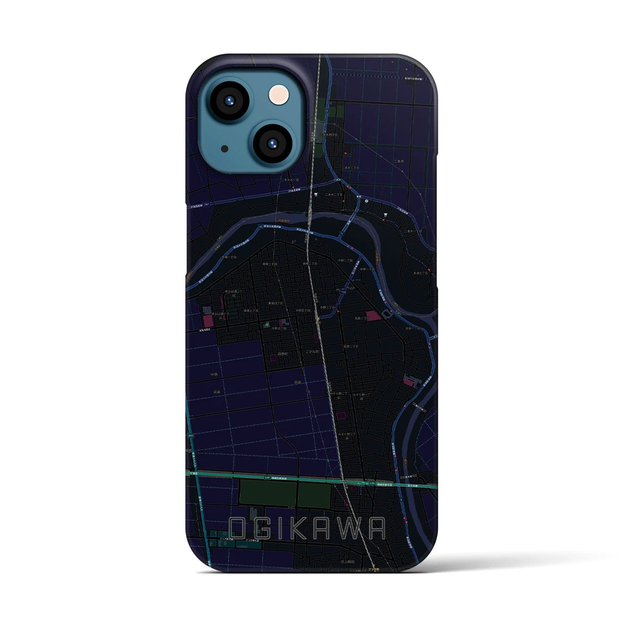 【荻川(新潟県)】地図柄iPhoneケース(バックカバータイプ)