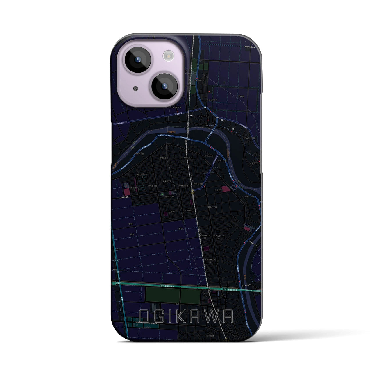 【荻川(新潟県)】地図柄iPhoneケース(バックカバータイプ)