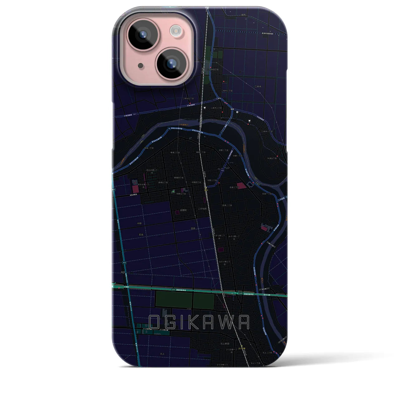 【荻川(新潟県)】地図柄iPhoneケース(バックカバータイプ)