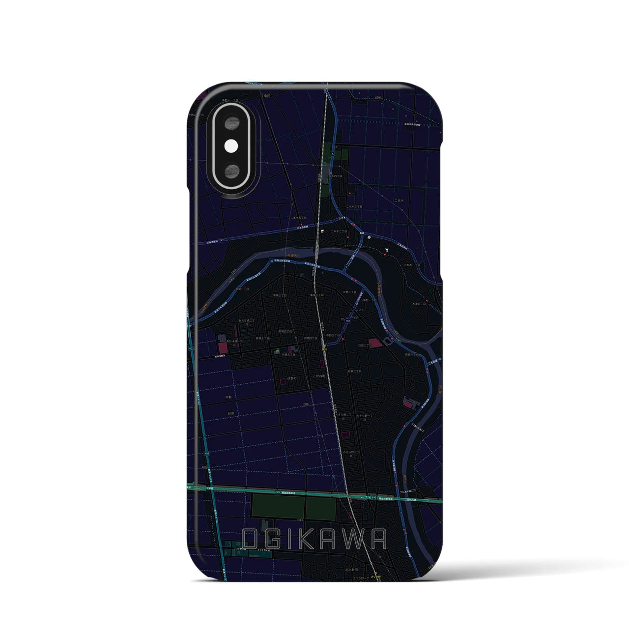 【荻川(新潟県)】地図柄iPhoneケース(バックカバータイプ)