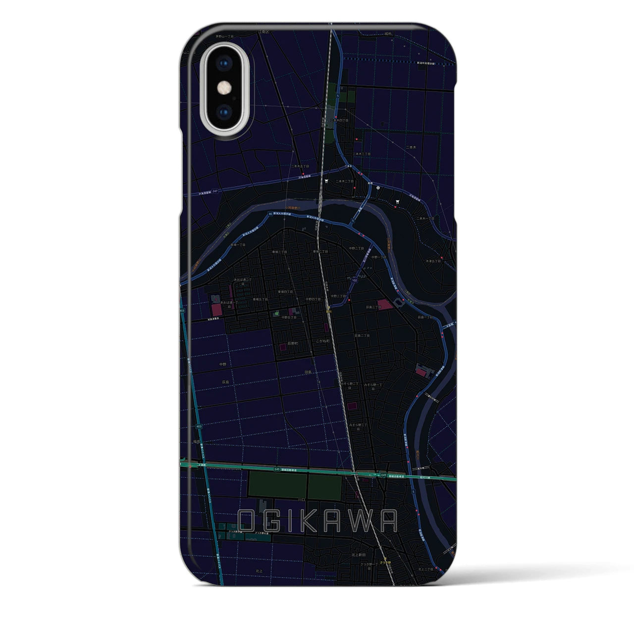 【荻川(新潟県)】地図柄iPhoneケース(バックカバータイプ)