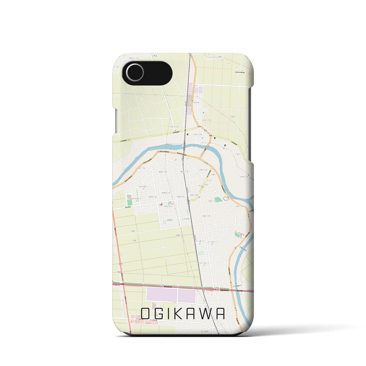 【荻川(新潟県)】地図柄iPhoneケース(バックカバータイプ)