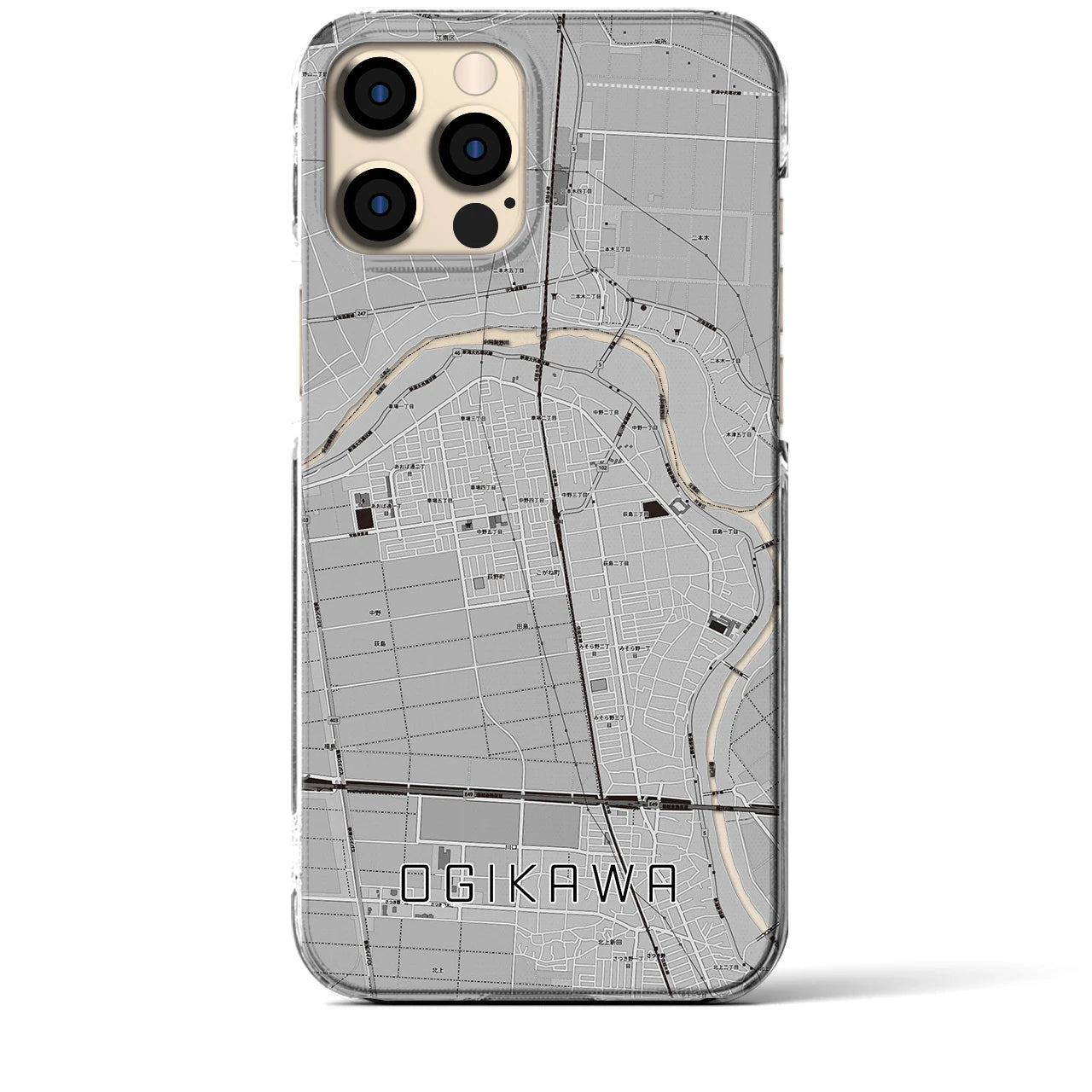 【荻川(新潟県)】地図柄iPhoneケース(クリアタイプ)