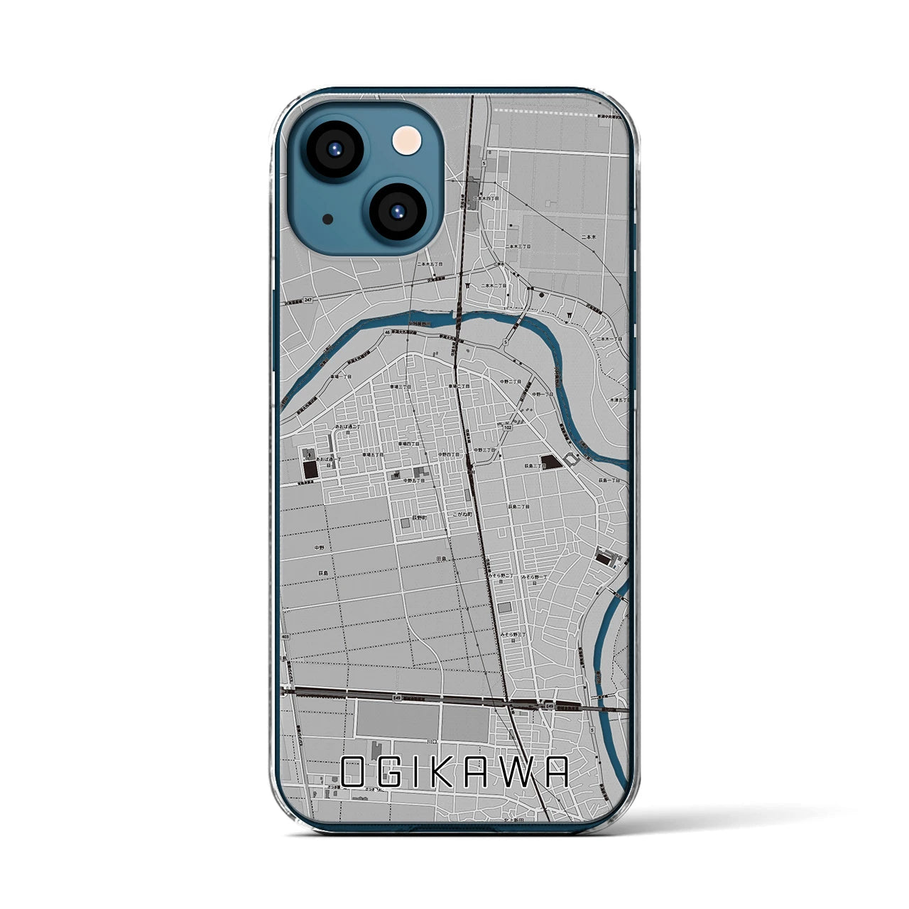 【荻川(新潟県)】地図柄iPhoneケース(クリアタイプ)