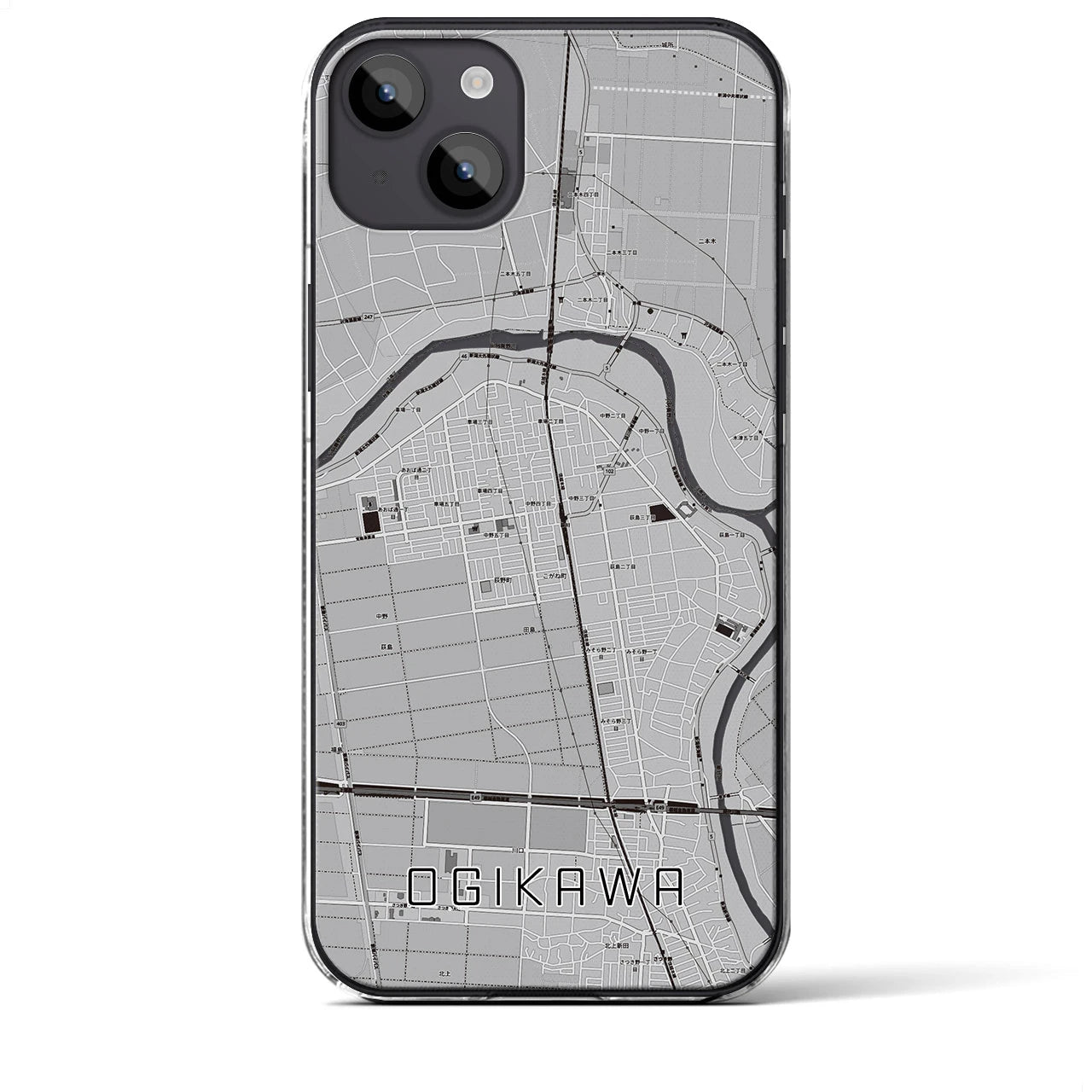 【荻川(新潟県)】地図柄iPhoneケース(クリアタイプ)